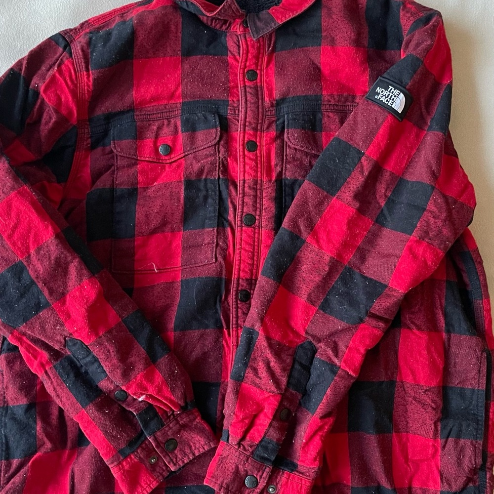 The North Face Men's Red and Black Plaid Shirt